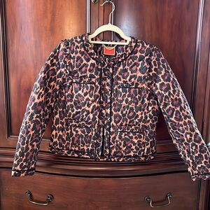 J.Crew Leopard Quilted Lady Jacket Nylon Puffer Size 8